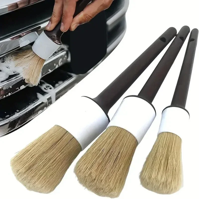 Car Detailing Brush Set Boar Hair Interior - Набор из 3 щеток для чистки