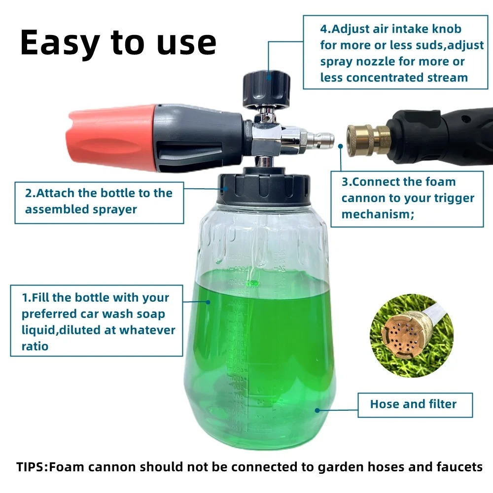 Foam Cannon Pressure Washer Wide Mouth - 1 шт. Регулируемая пенная насадка PA