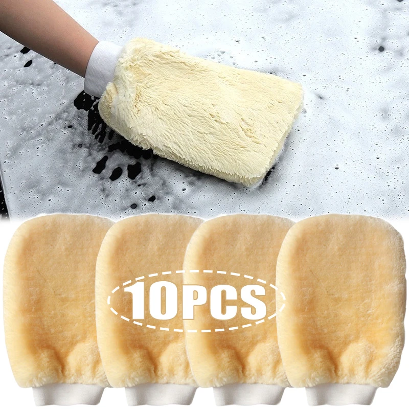 Car Detailing Wash Mitt Microfiber Wool - 1-10 шт., перчатки для мытья автомобиля