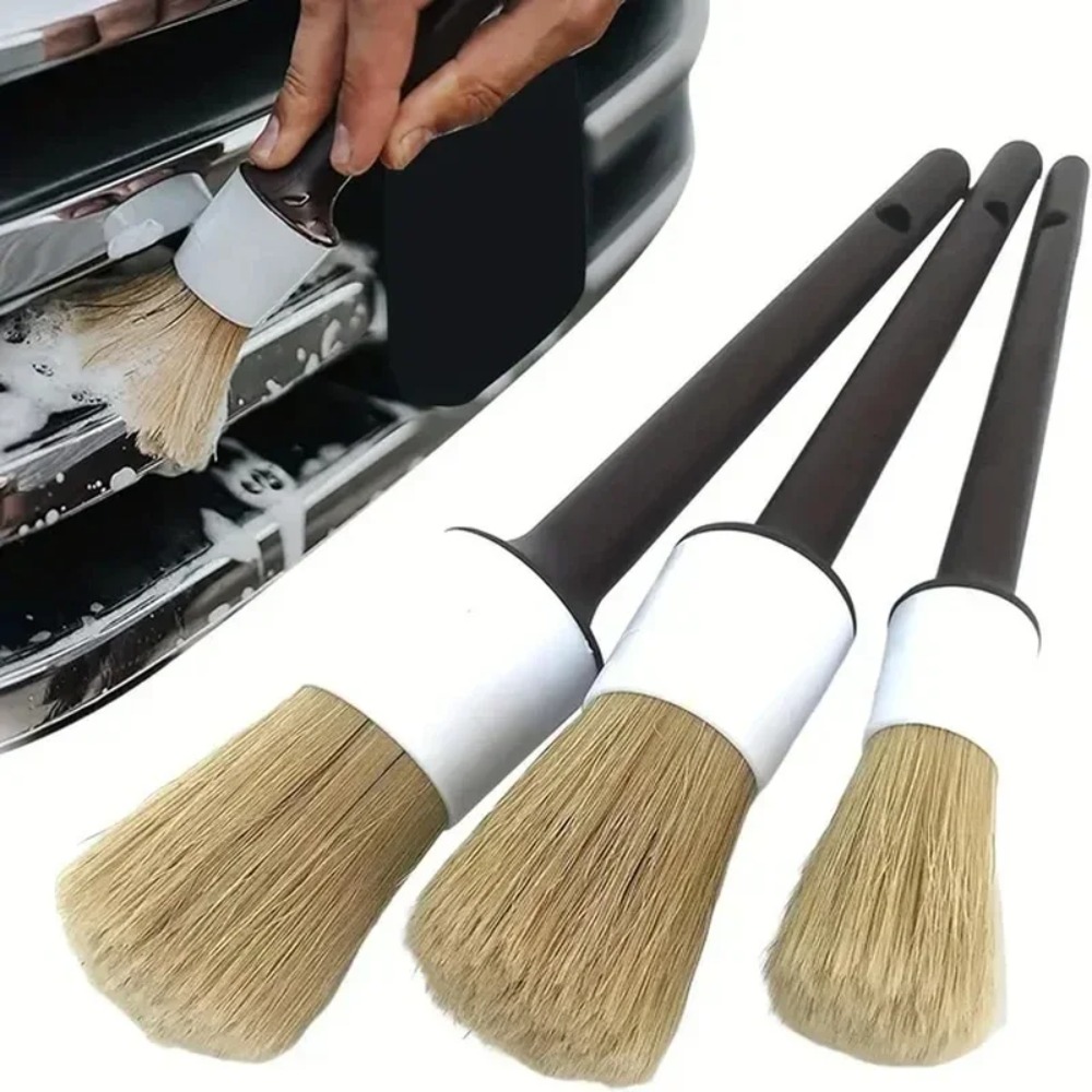 Car Detailing Brush Set Boar Hair Interior - Набор из 3-х щеток для чистки