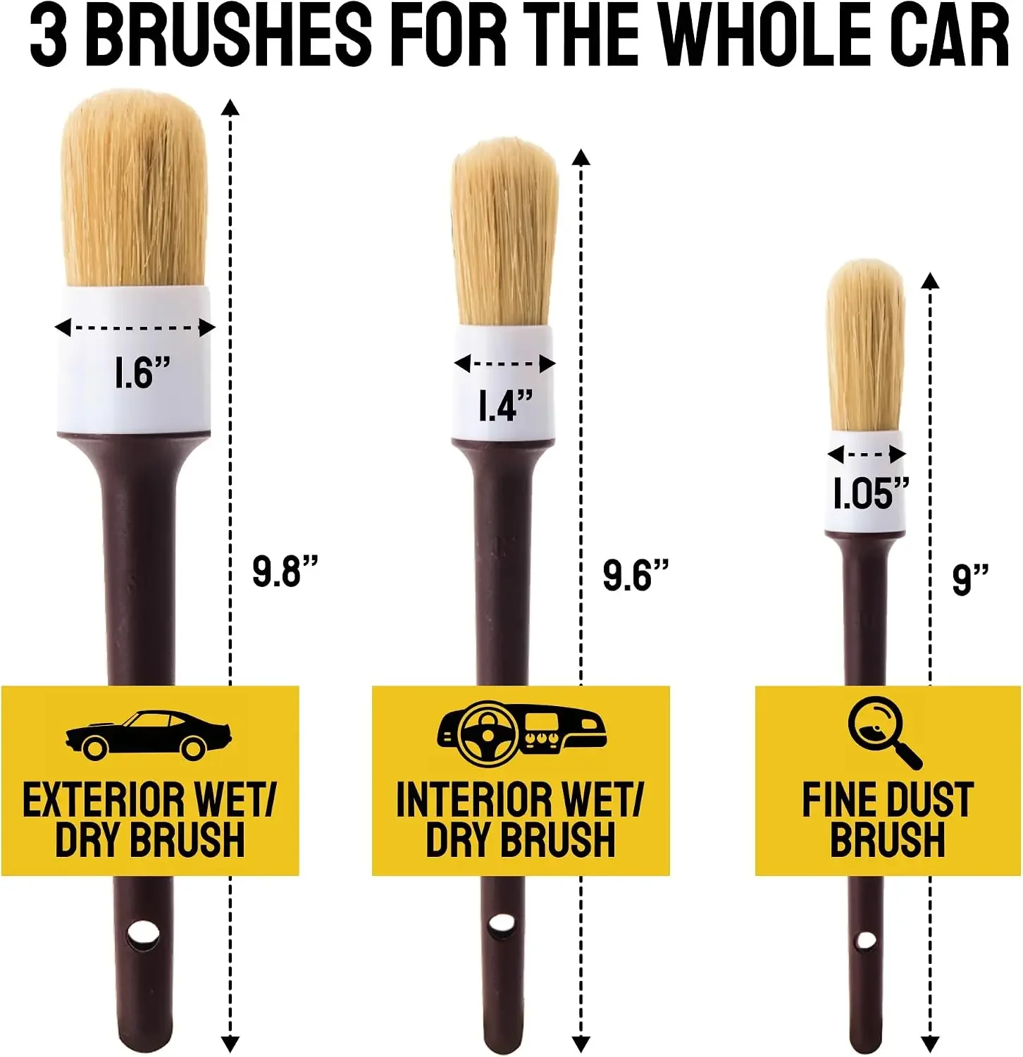 Набор щеток для детейлинга авт – обзор и цена Car Detailing Brush Set Boar Hair Interior