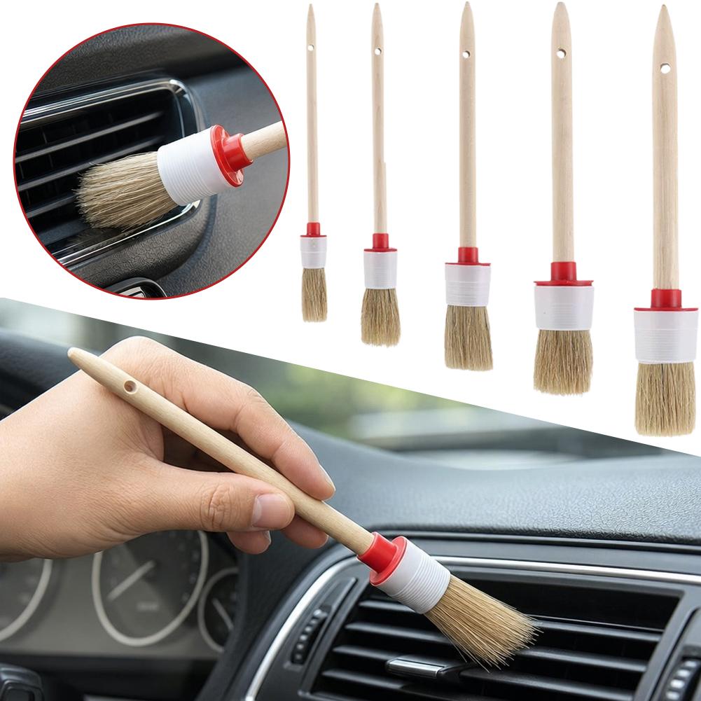 Набор из 5 щеток для ухода за  – обзор и цена Car Detailing Brush Set Boar Hair Interior