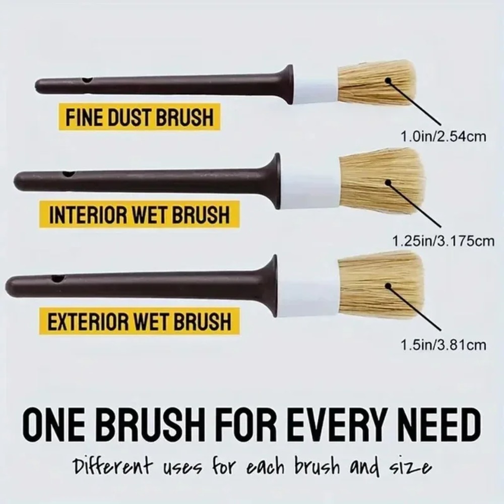 Набор из 3-х щеток для чистки  – обзор и цена Car Detailing Brush Set Boar Hair Interior