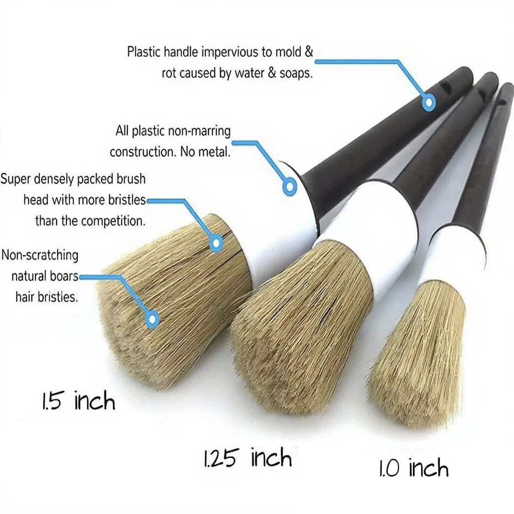 Набор из 3 щеток для чистки ав – обзор и цена Car Detailing Brush Set Boar Hair Interior