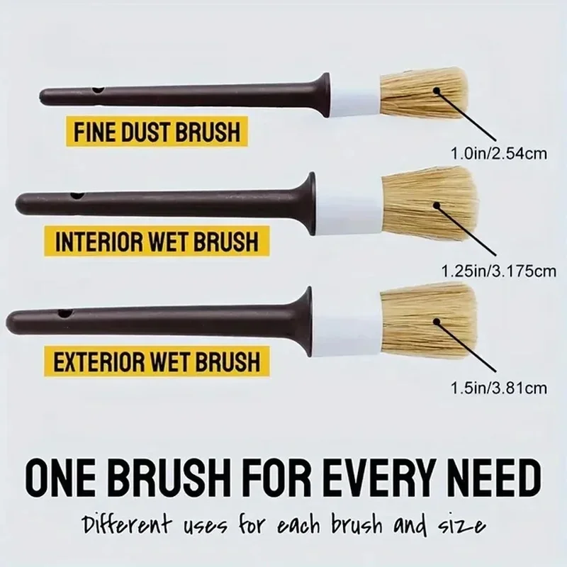 Набор из 3 щеток для детейлинг – обзор и цена Car Detailing Brush Set Boar Hair Interior